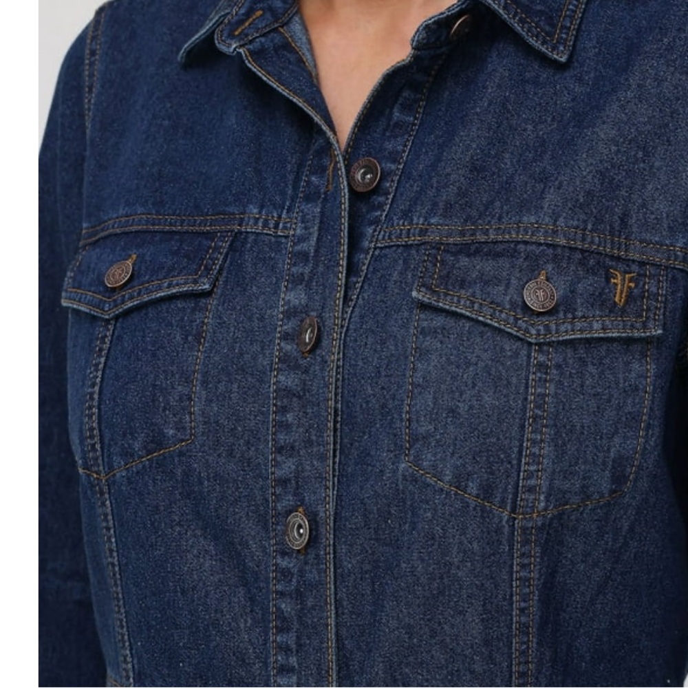 Frye Dark Blue Denim Button-Front Mini Dress size Medium NWOT - Picture 3 of 10
